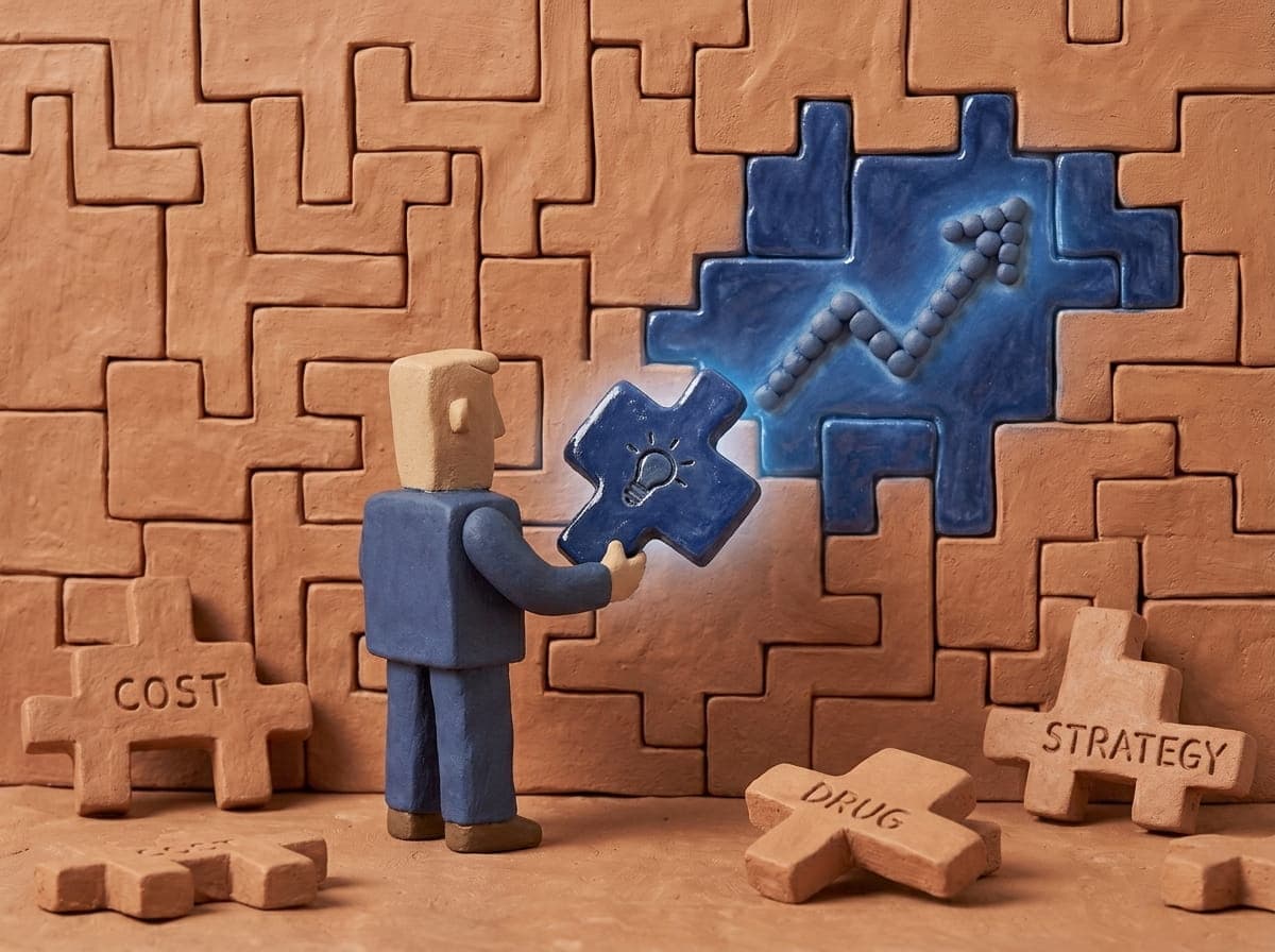 Puzzle pieces representing innovative drug cost management strategies